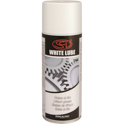Atsparus vandeniui baltas purškiamas tepalas Siliconi WHITE LUBE, 400 ml