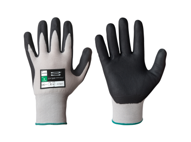Darbo pirštinės Granberg SOFTPALM, aplietos juodu PU, Touchscreen